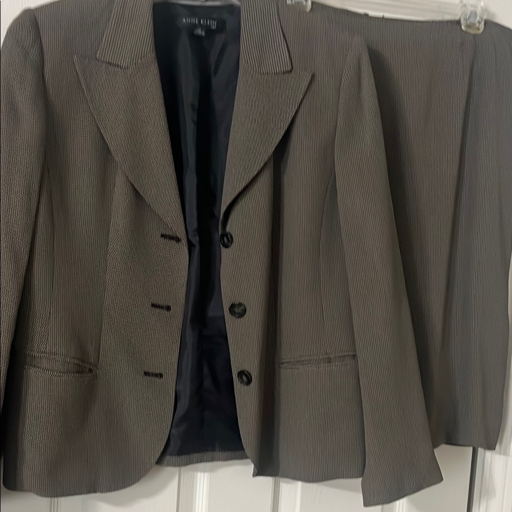 Anne Klein Pinstriped Professional Blazer in Brownish color
